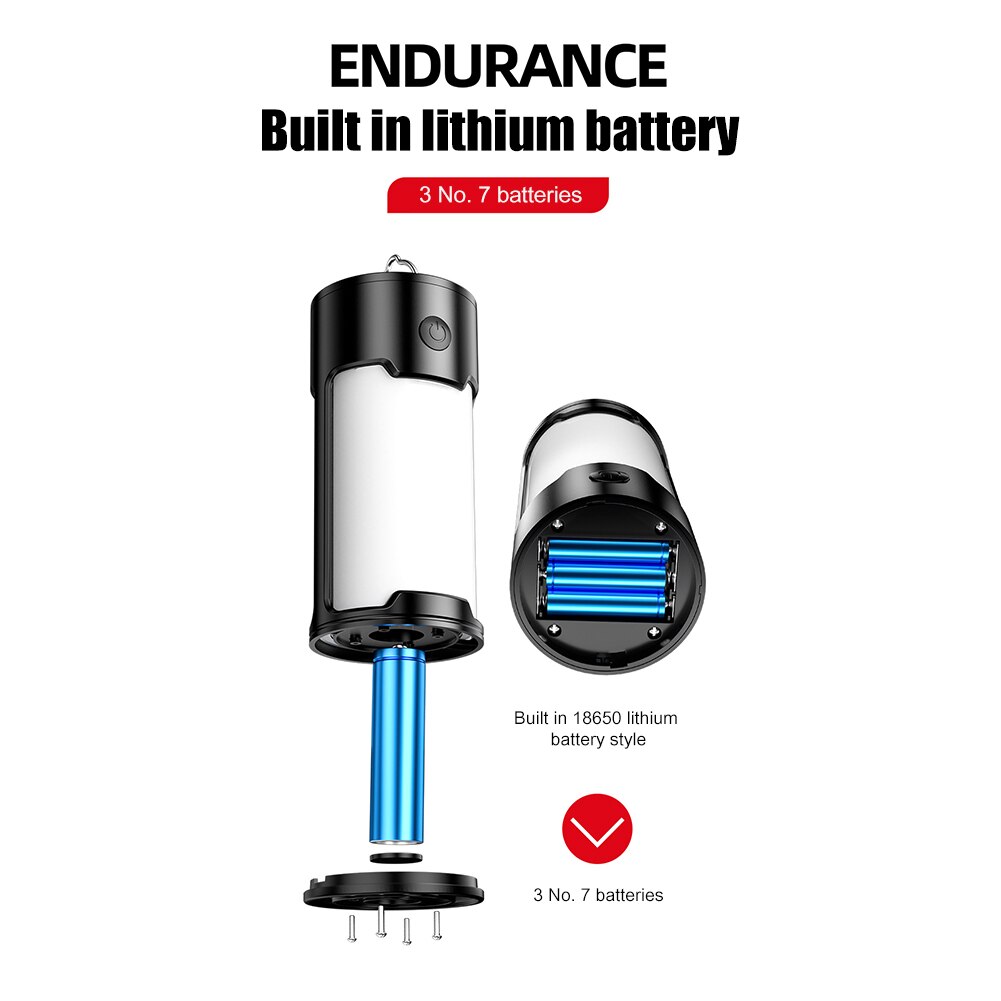Cheap Goat Tents Portable Camping Lantern USB Type C Recharge IPX4 Waterproof Emergency Light Flashlight Bulb Tent Lamp for Outdoor Power Bank   